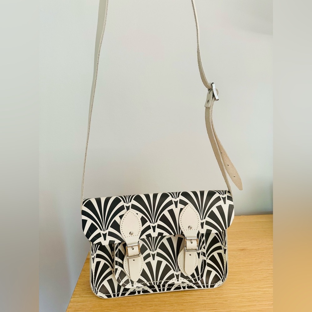 RARE Cambridge Satchel Company B/W Art Deco print bag